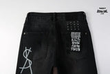 Calça Jeans Ksubi Preta Lavada Logo Pintado