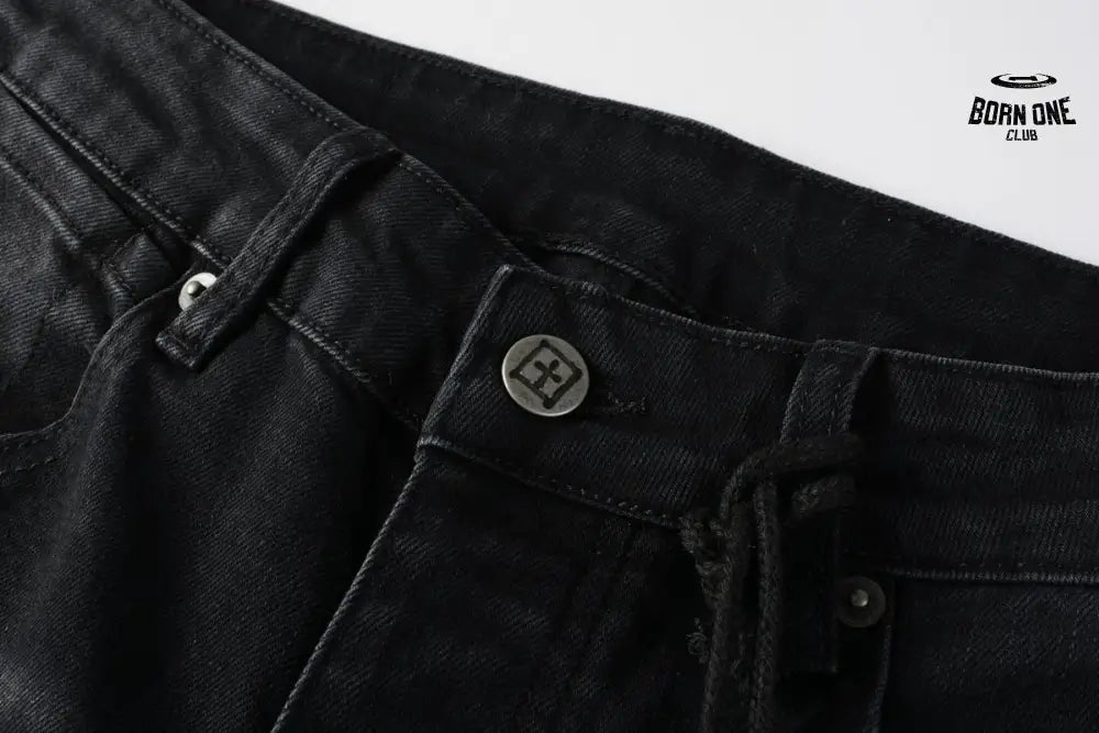 Calça Jeans Ksubi Preta Lavada Logo Pintado