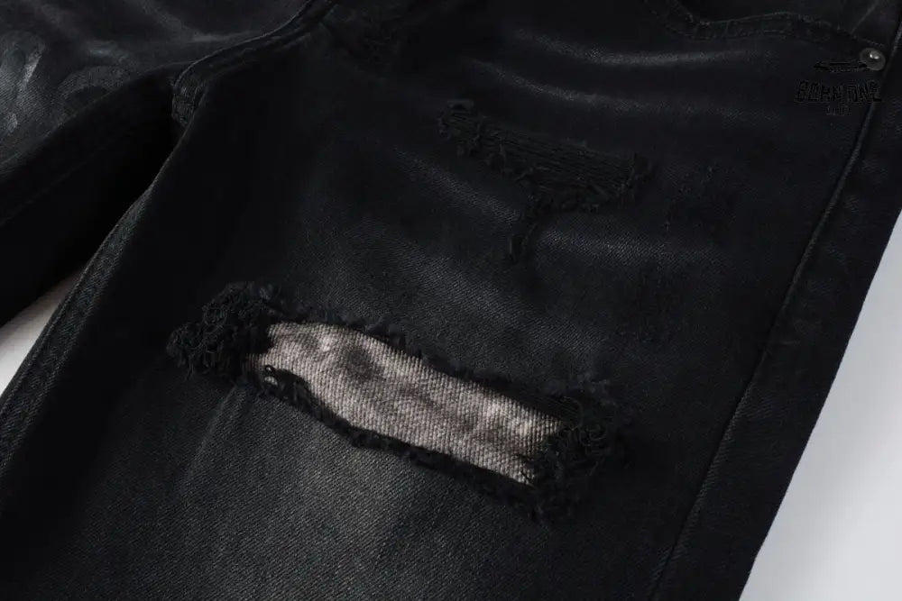 Calça Jeans Ksubi Preta Lavada Logo Pintado