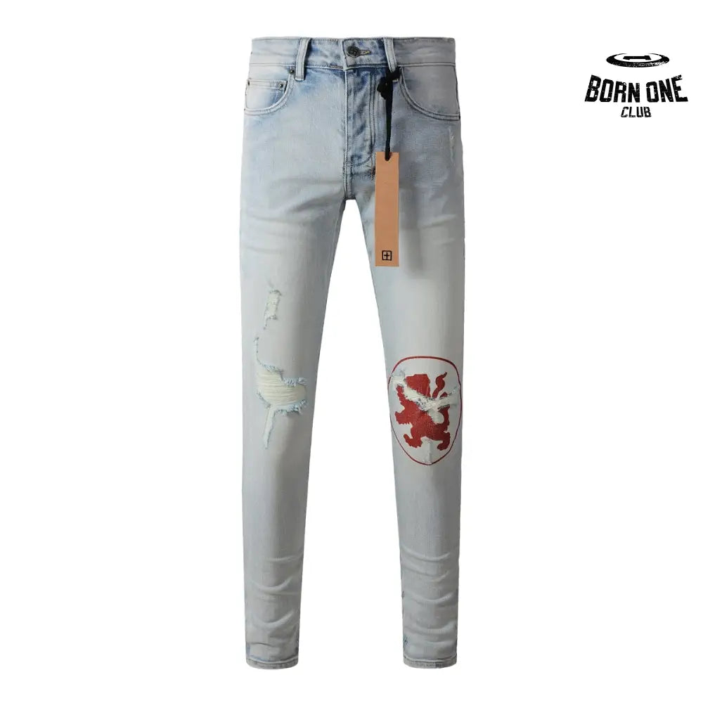 Calça Jeans Ksubi Azul Claro Patch Leão Vermelho