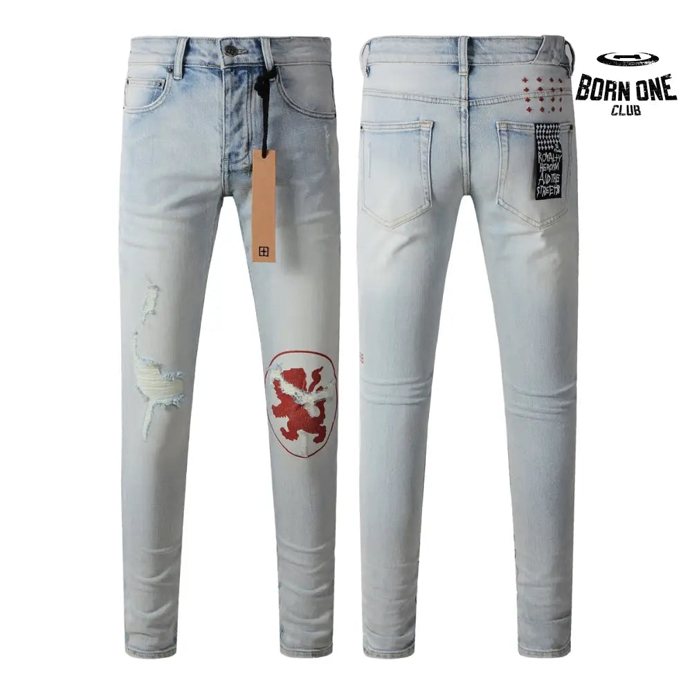 Calça Jeans Ksubi Azul Claro Patch Leão Vermelho