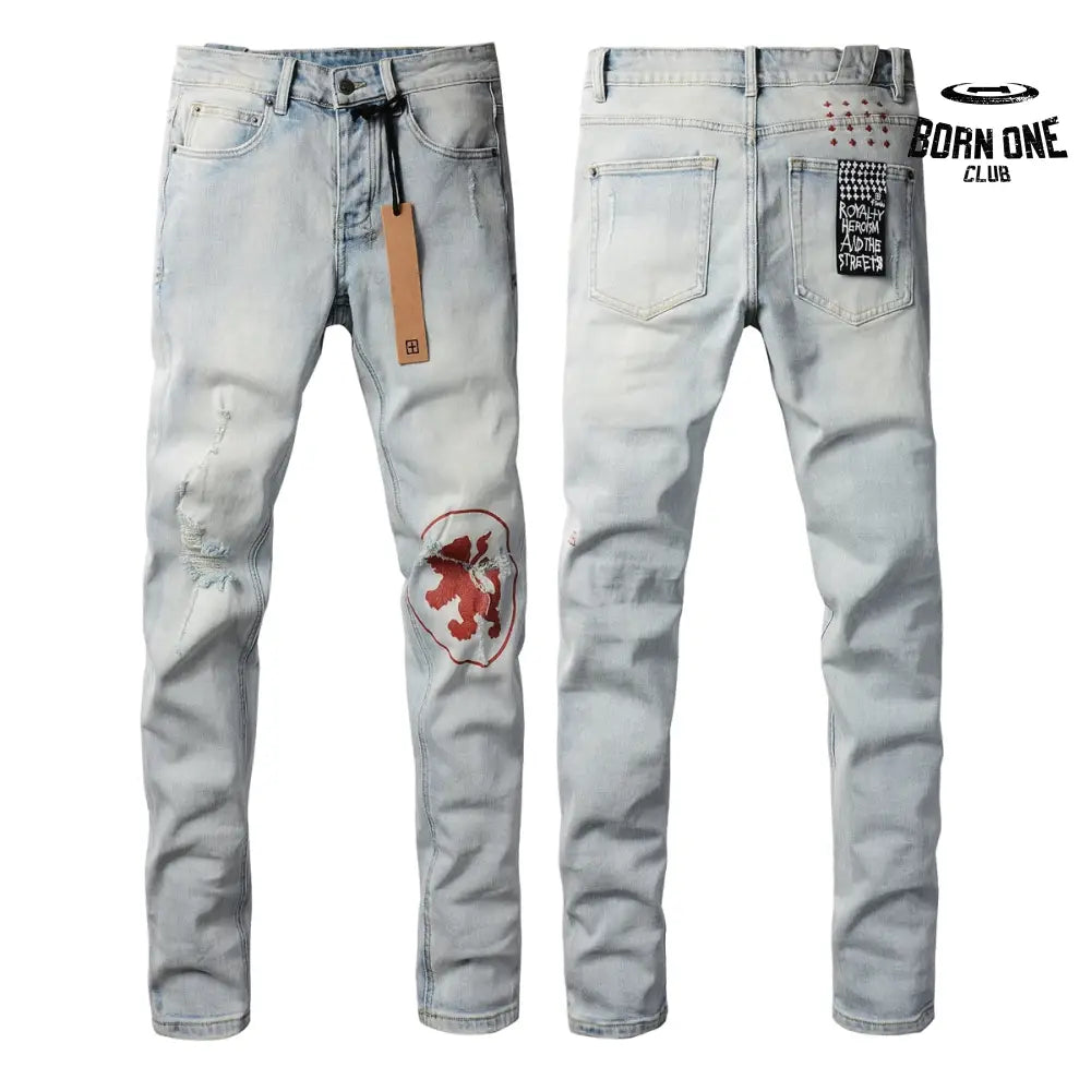 Calça Jeans Ksubi Azul Claro Patch Leão Vermelho