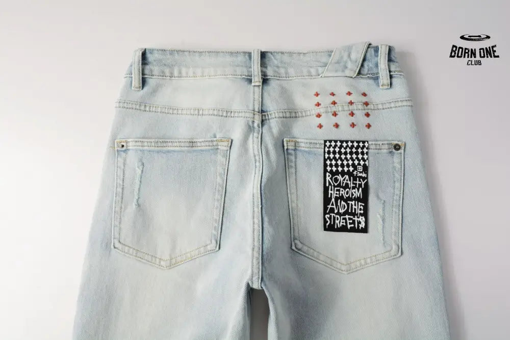 Calça Jeans Ksubi Azul Claro Patch Leão Vermelho
