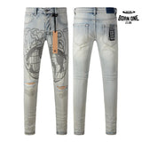 Calça Jeans Ksubi Off White Globo Bordado