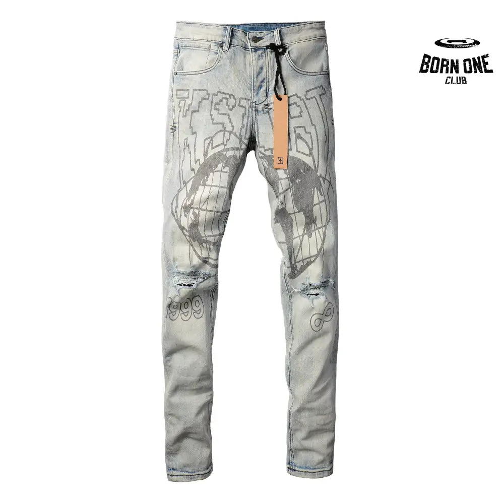 Calça Jeans Ksubi Off White Globo Bordado