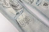 Calça Jeans Ksubi Off White Globo Bordado