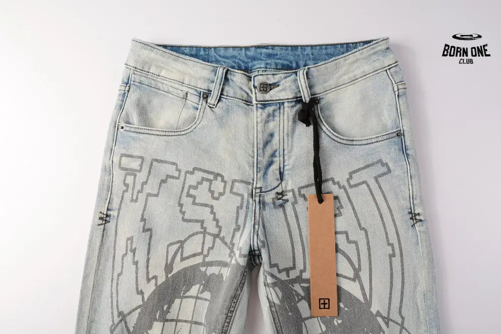 Calça Jeans Ksubi Off White Globo Bordado