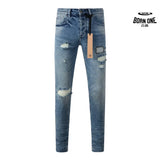 Calça Jeans Ksubi Azul Médio Patches Destroyed