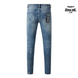 Calça Jeans Ksubi Azul Médio Patches Destroyed
