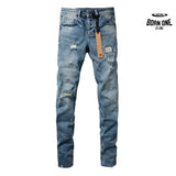 Calça Jeans Ksubi Azul Médio Patches Destroyed