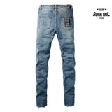 Calça Jeans Ksubi Azul Médio Patches Destroyed