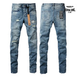 Calça Jeans Ksubi Azul Médio Patches Destroyed