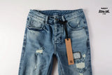 Calça Jeans Ksubi Azul Médio Patches Destroyed