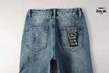 Calça Jeans Ksubi Azul Médio Patches Destroyed