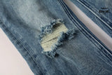 Calça Jeans Ksubi Azul Médio Patches Destroyed