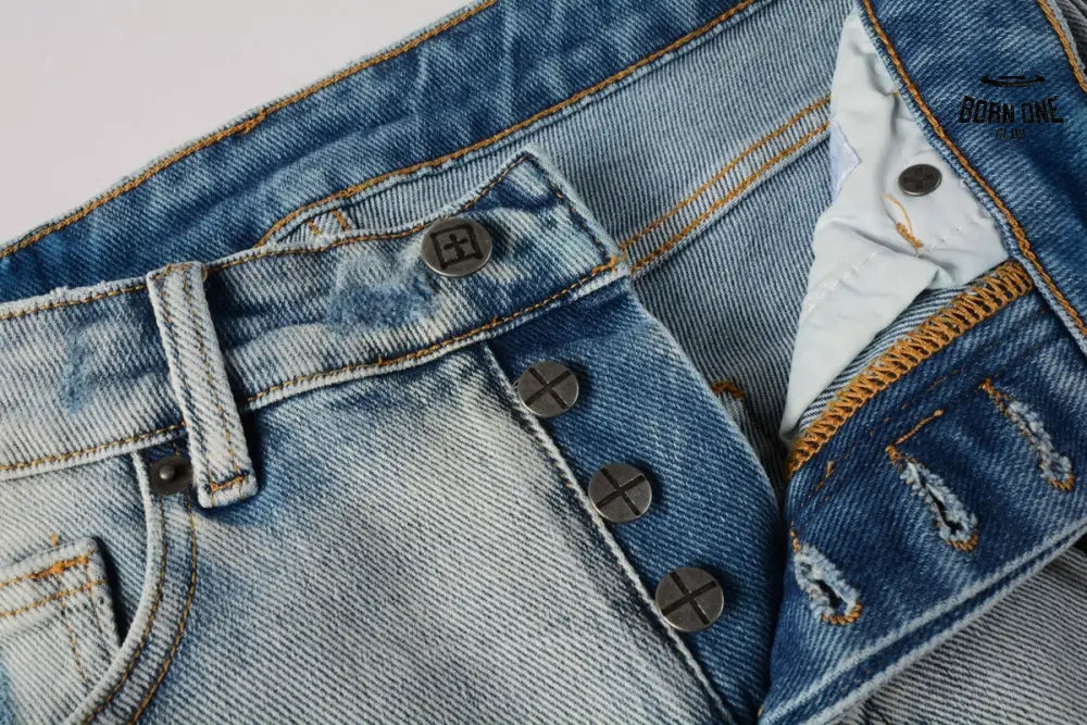 Calça Jeans Ksubi Azul Claro Destroyed Azul