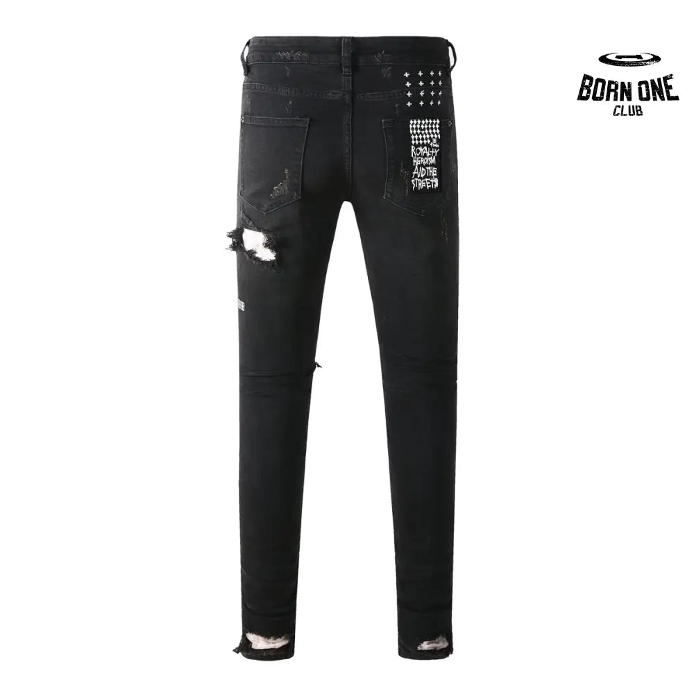 Calça Jeans Ksubi Preta Rasgos Brancos