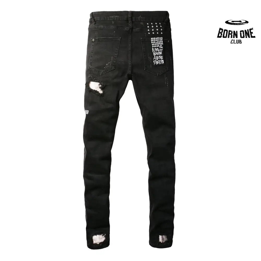 Calça Jeans Ksubi Preta Rasgos Brancos