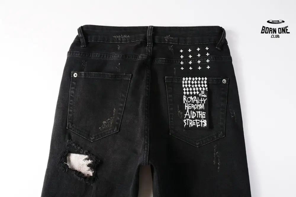 Calça Jeans Ksubi Preta Rasgos Brancos