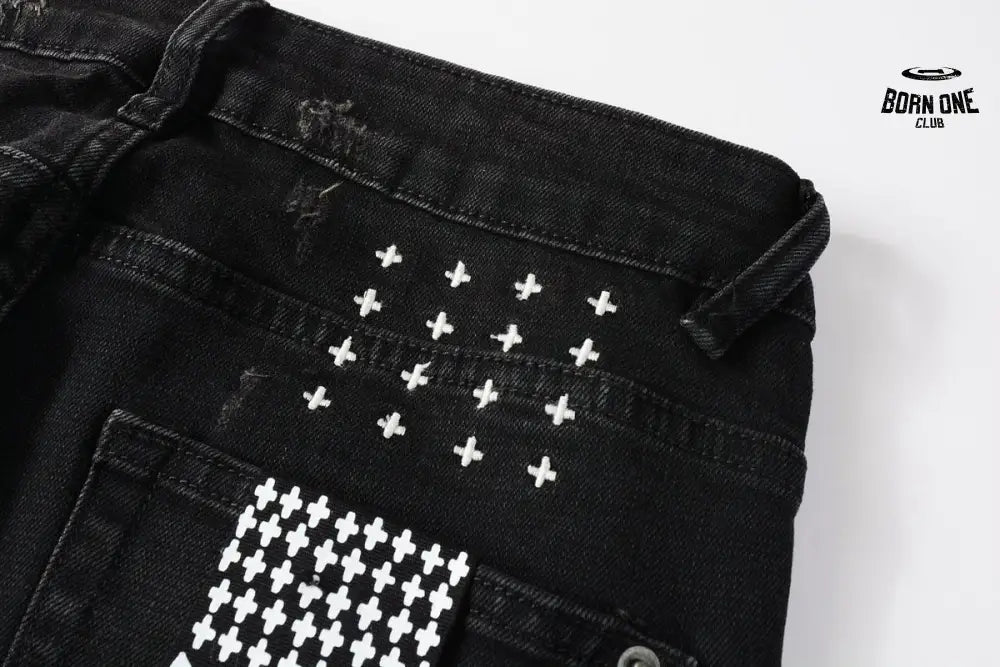 Calça Jeans Ksubi Preta Rasgos Brancos