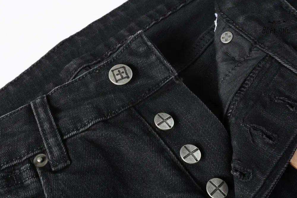 Calça Jeans Ksubi Preta Rasgos Brancos
