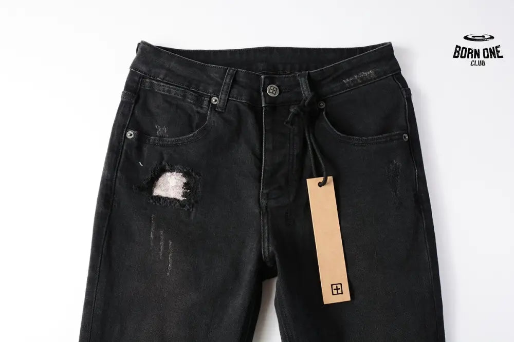 Calça Jeans Ksubi Preta Rasgos Brancos