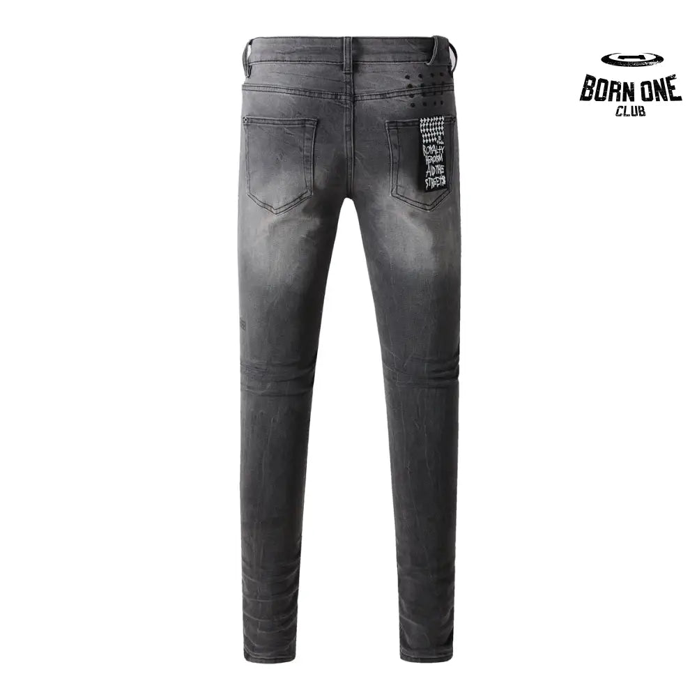 Calça Jeans Ksubi Cinza Patches no Joelho