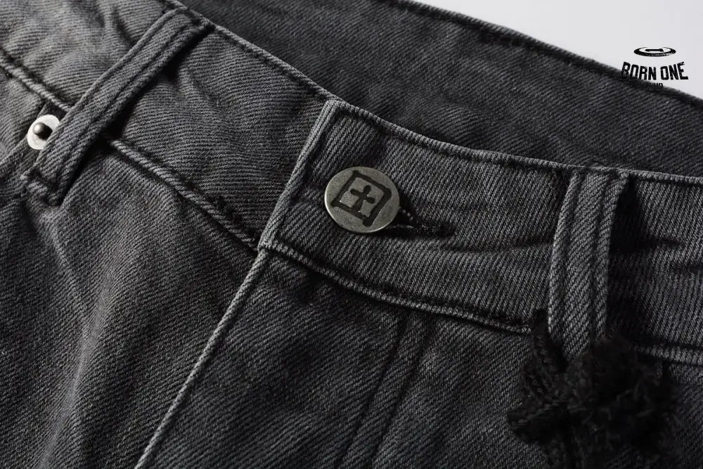 Calça Jeans Ksubi Cinza Patches no Joelho