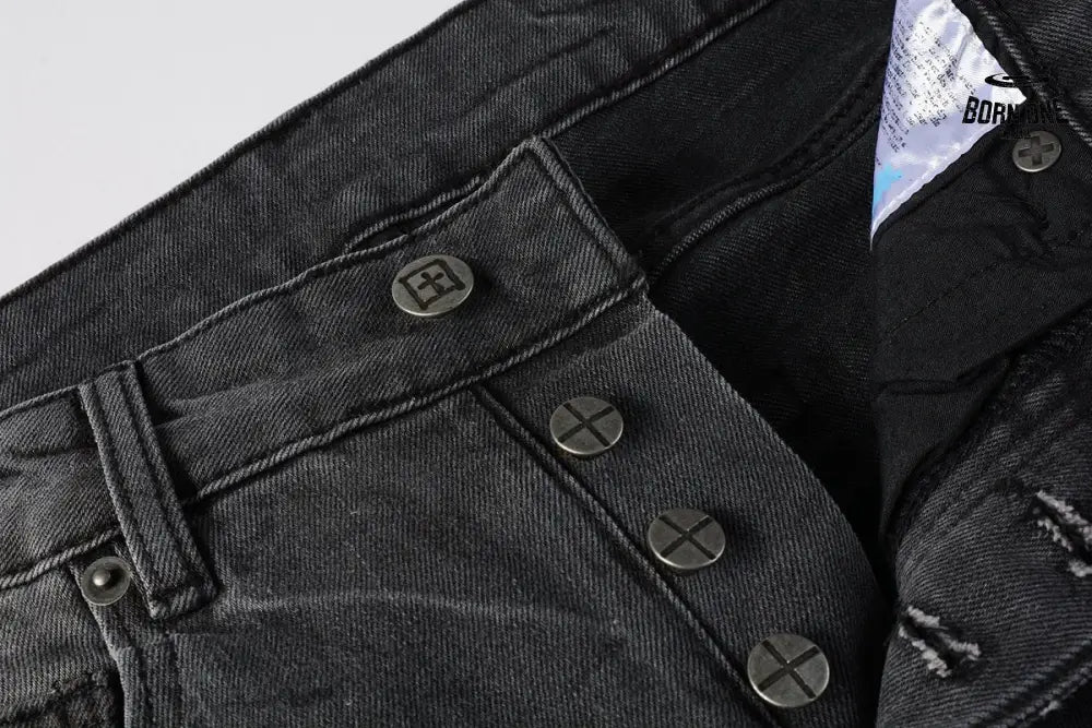 Calça Jeans Ksubi Cinza Patches no Joelho
