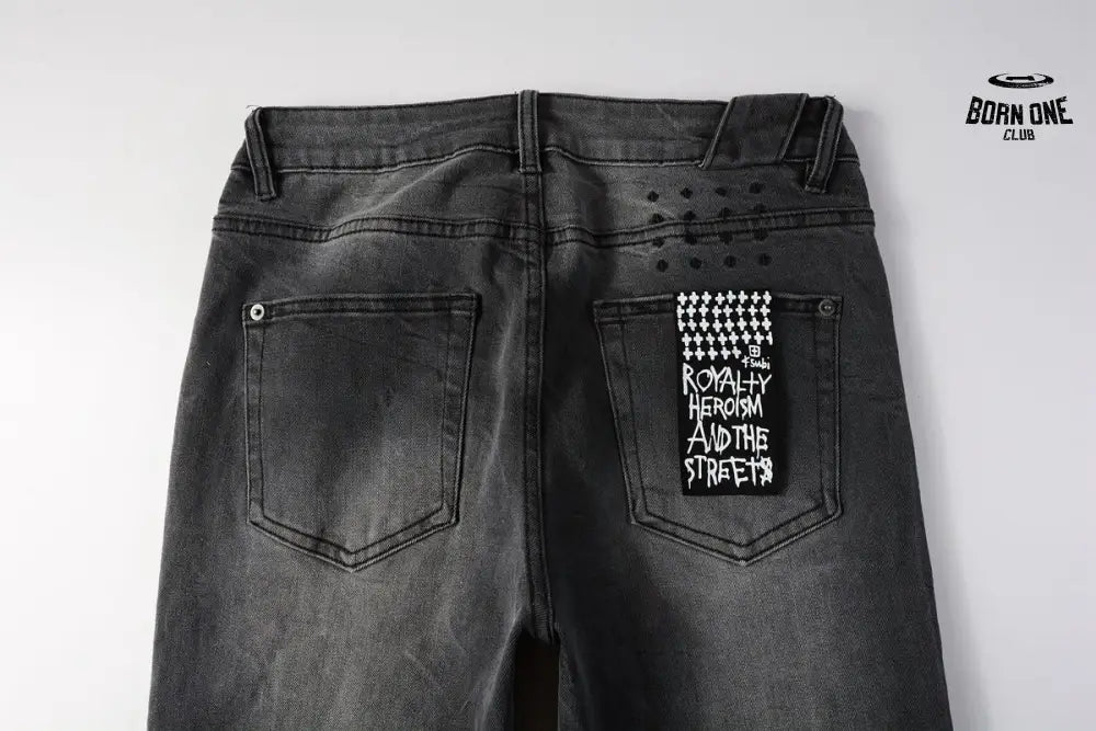 Calça Jeans Ksubi Cinza Patches no Joelho
