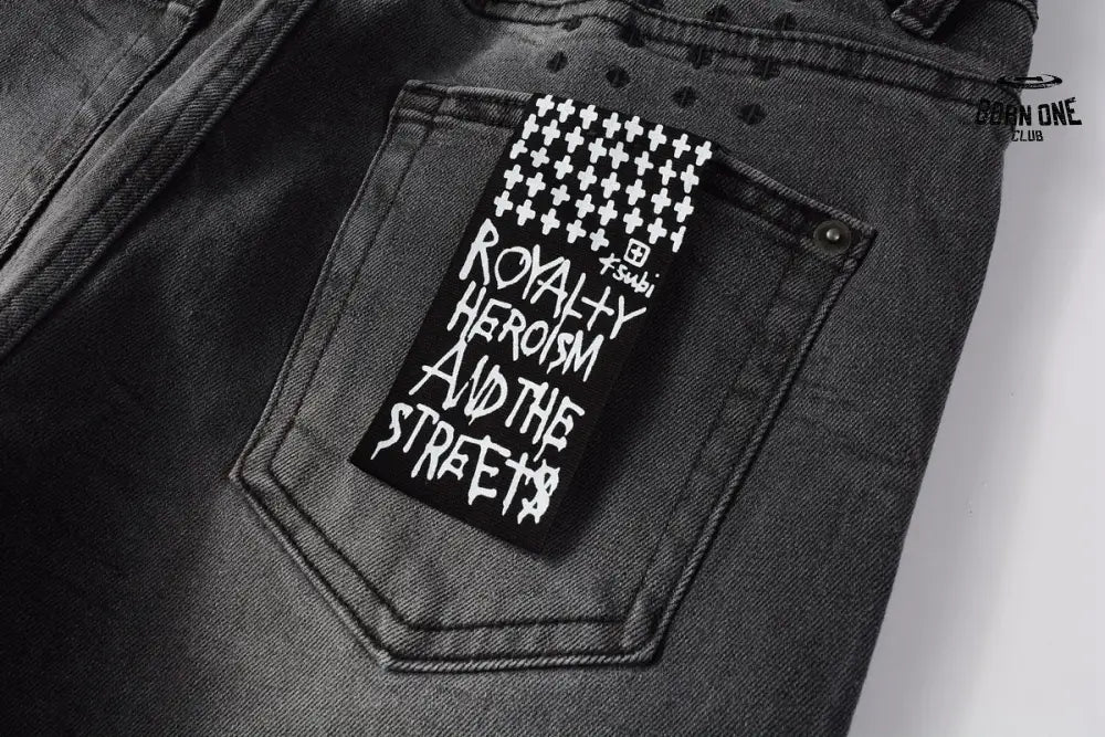 Calça Jeans Ksubi Cinza Patches no Joelho