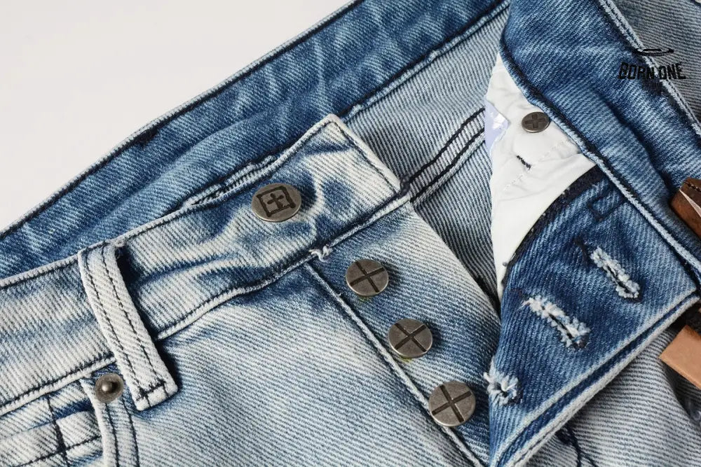 Calça Jeans Ksubi Azul Claro Destroyed