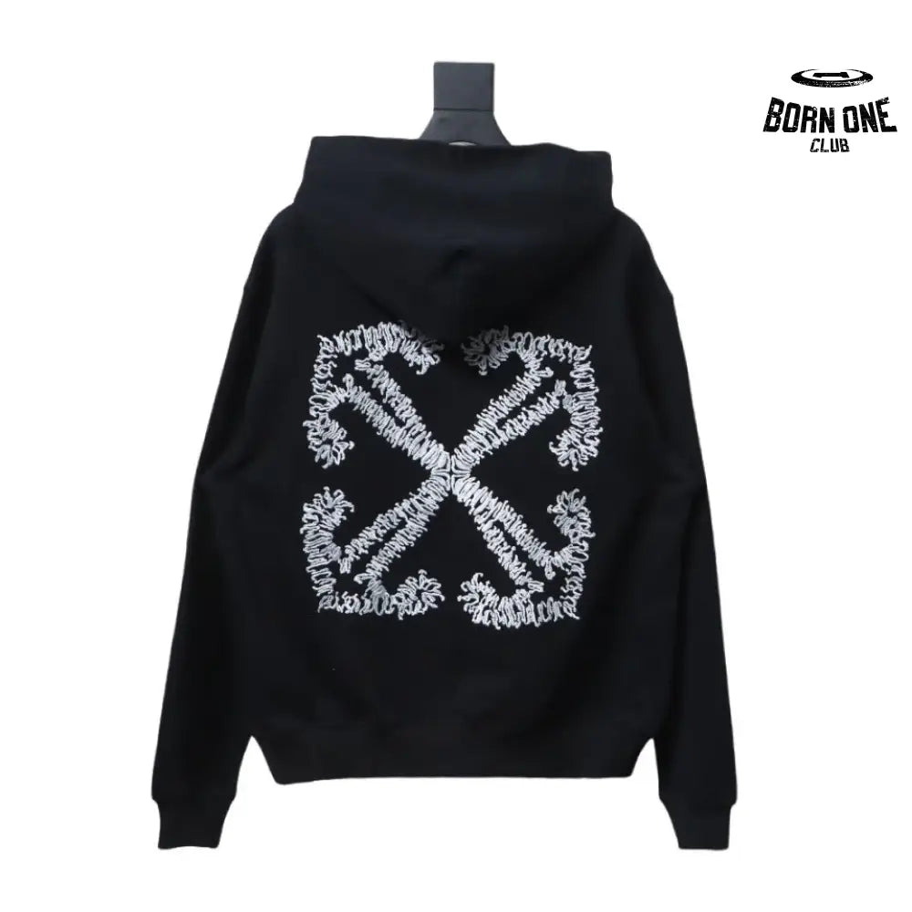 Off-White White Arrow Embroidery Moletom Black