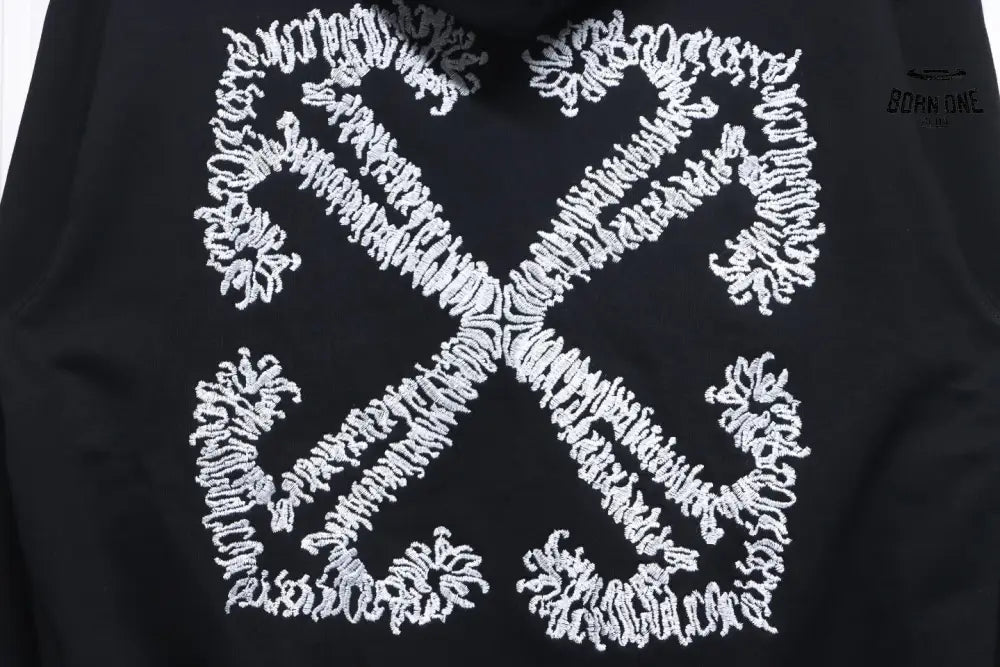 Off-White White Arrow Embroidery Moletom Black