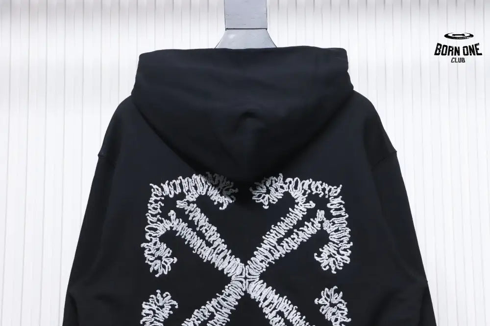 Off-White White Arrow Embroidery Moletom Black