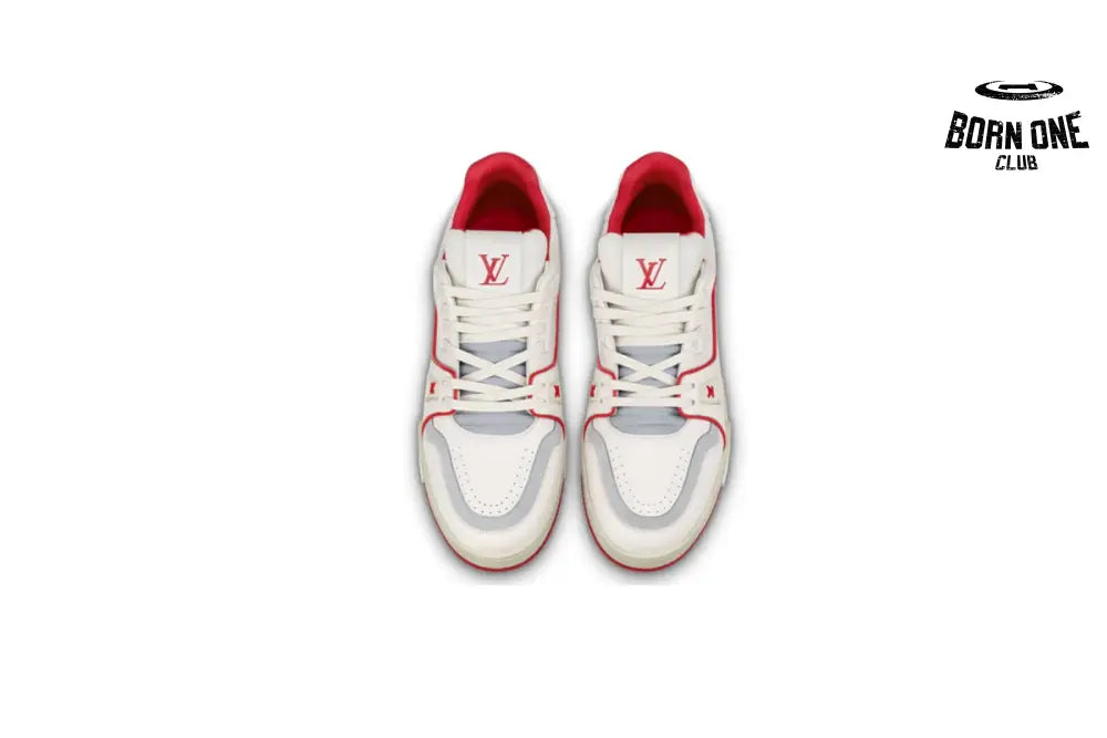 Louis Vuitton Trainer Leather White Red 1ABFBI
