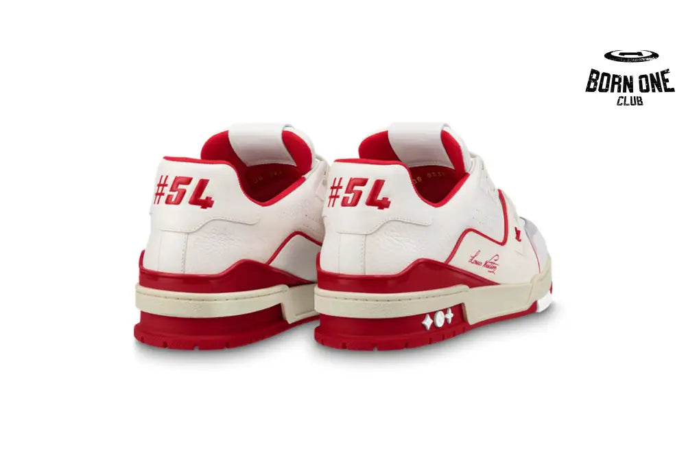 Louis Vuitton Trainer Leather White Red 1ABFBI