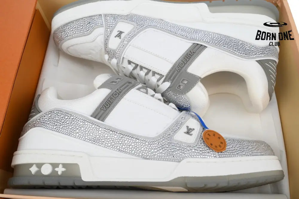 Louis Vuitton Trainer Grey White Swarovski