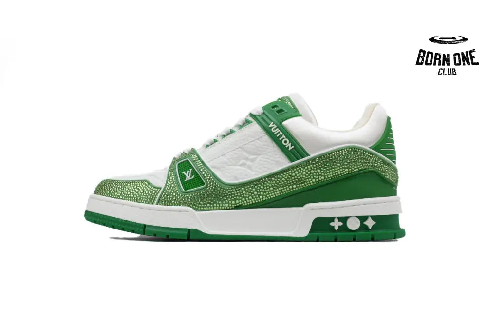 Louis Vuitton Trainer Green White Swarovski