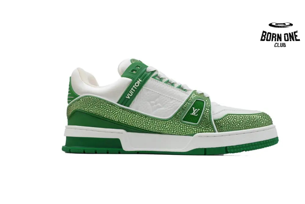 Louis Vuitton Trainer Green White Swarovski