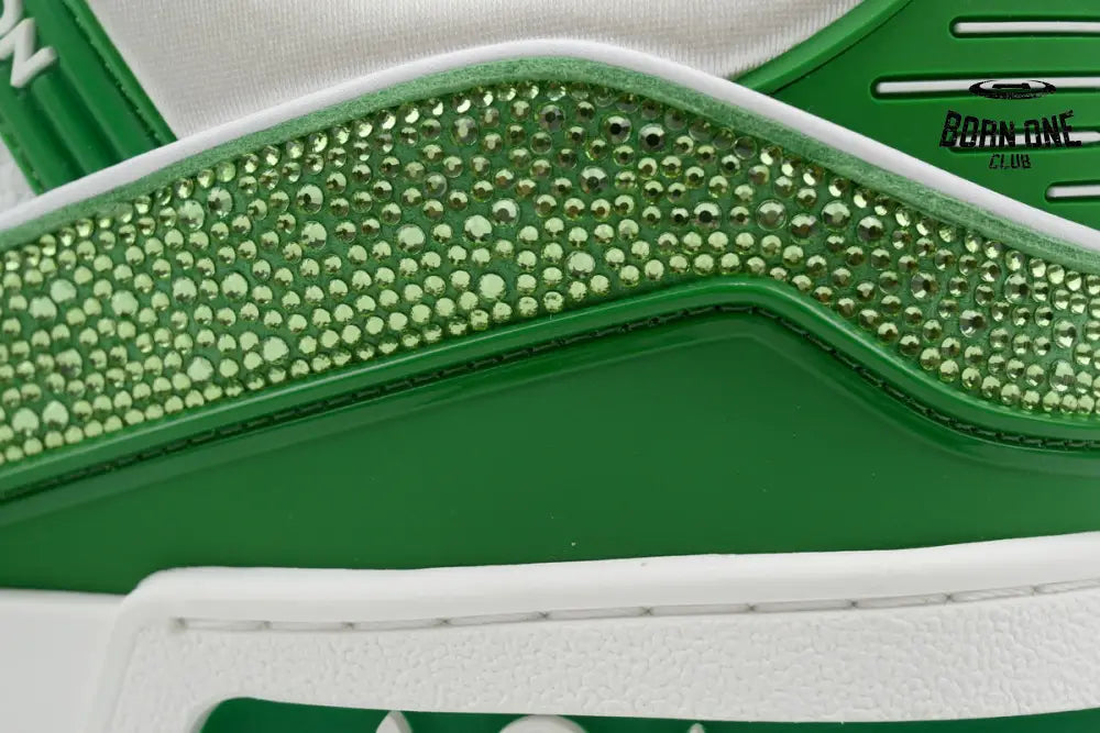 Louis Vuitton Trainer Green White Swarovski