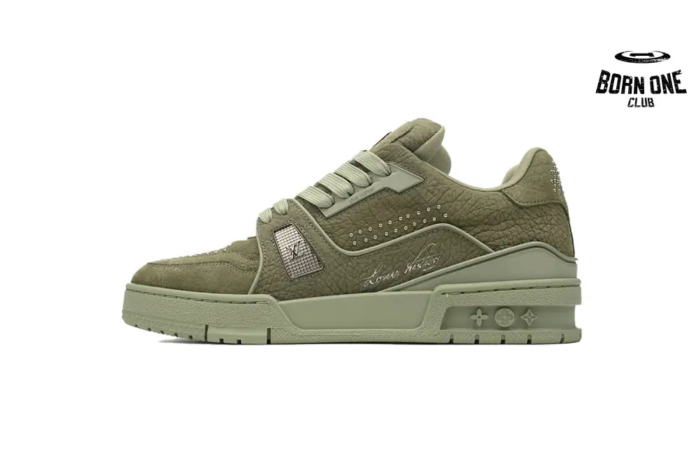 Louis Vuitton Trainer Green Rivets