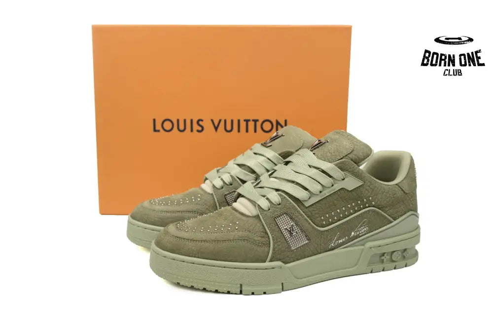 Louis Vuitton Trainer Green Rivets
