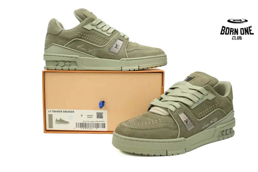 Louis Vuitton Trainer Green Rivets