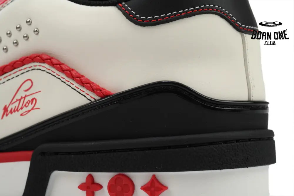 Louis Vuitton Trainer Sneaker White Red Black 1AD7JR