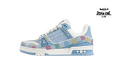 Louis Vuitton Trainer Denim Demier Multicolor Light Blue Grid 1AHCYN