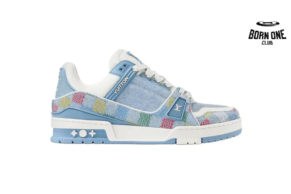 Louis Vuitton Trainer Denim Demier Multicolor Light Blue Grid 1AHCYN