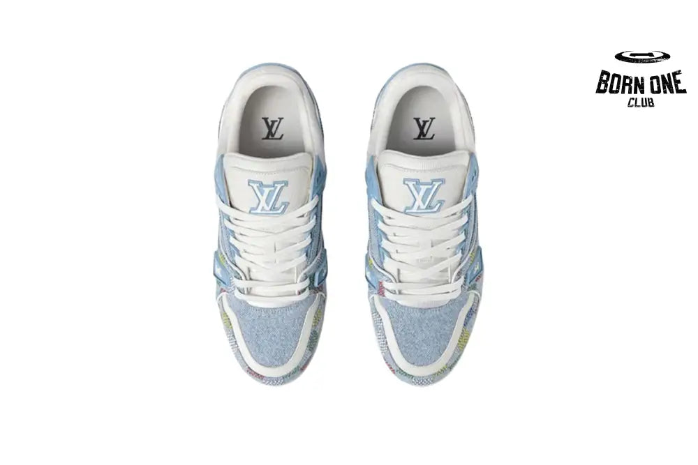 Louis Vuitton Trainer Denim Demier Multicolor Light Blue Grid 1AHCYN