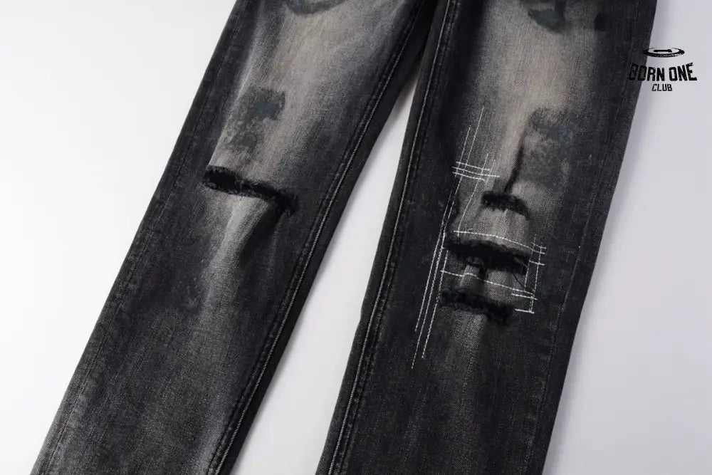 Calça Jeans Ksubi Cinza Lavada Patches