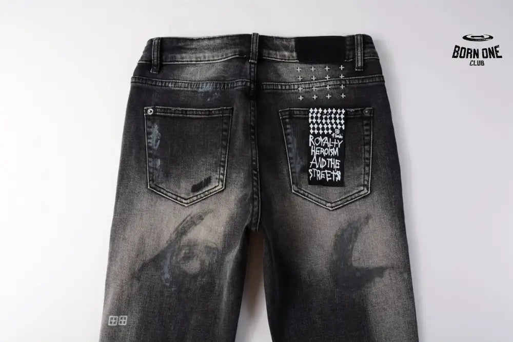 Calça Jeans Ksubi Cinza Lavada Patches